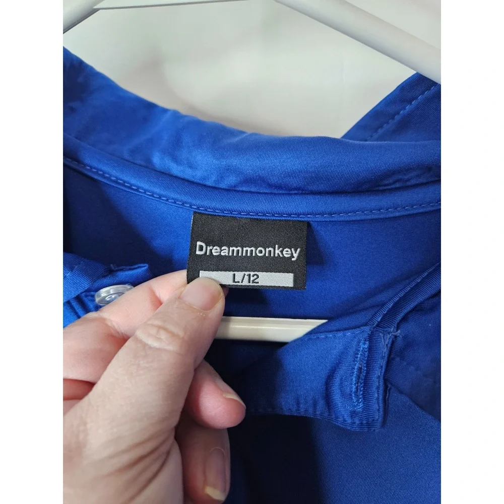 Dreammonkey Boys Blue‎ Long Sleeve Polo Shirt L 12 Athletic Preppy Casual